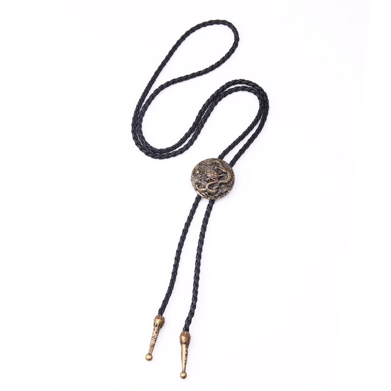 Nuova collana gioielli bronzo drago cinese stile etnico ciondolo in pelle lungo maglione catena ciondolo uomo