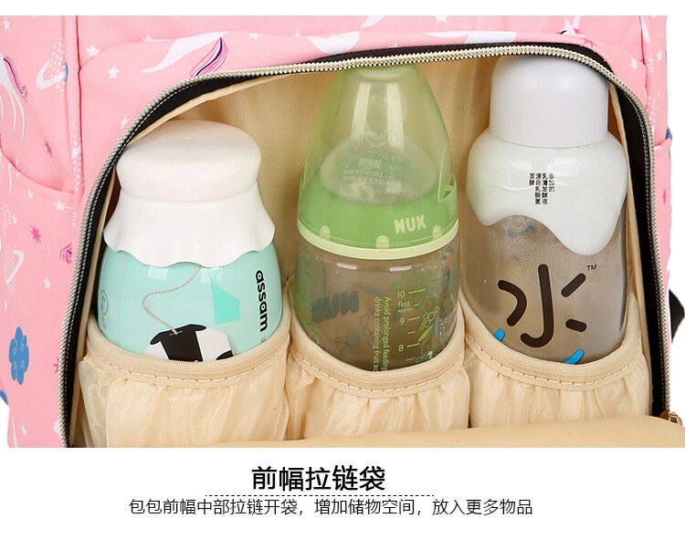 Bolsa de diseño de unicornio de gran capacidad para mamás, bolsa de pañales para bebés, bolsas de pañal multifuncional de gran tamaño
