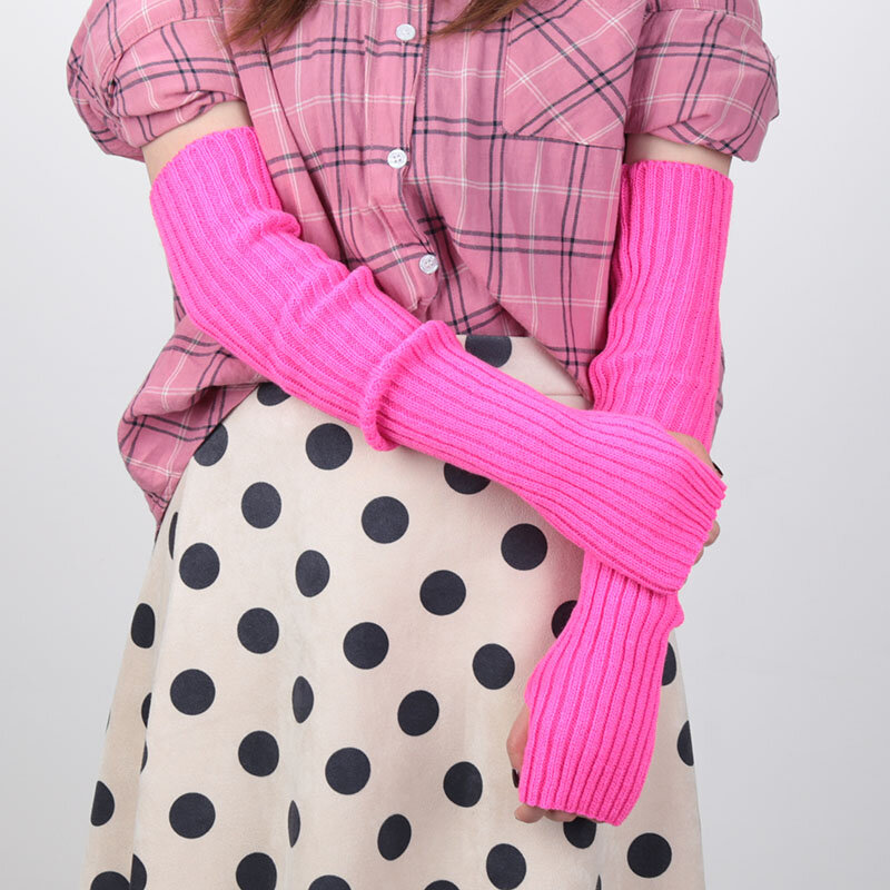 女性用長袖手袋,上質なニット生地の手袋,肘の腕,カジュアルなパンクスタイル,柔らかい女性用手袋のアクセサリー