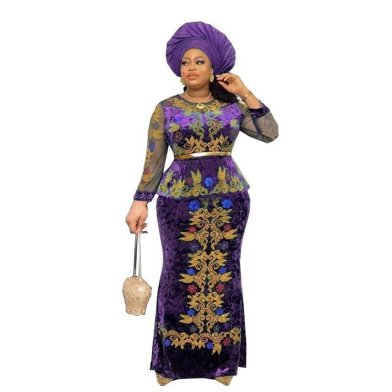Бархатные африканские платья для женщин Дашики халат с длинным рукавом Африканское платье африканская одежда рождественское платье макси со стразами без головных уборов