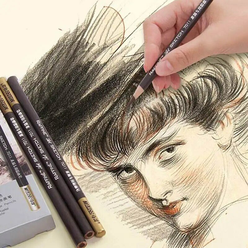 สีน้ำตาลสีขาว Sketch ดินสอร่าง Professional วาดภาพวาดดินสอมาตรฐานสำหรับศิลปินศิลปะโรงเรียนเครื่องเขี...