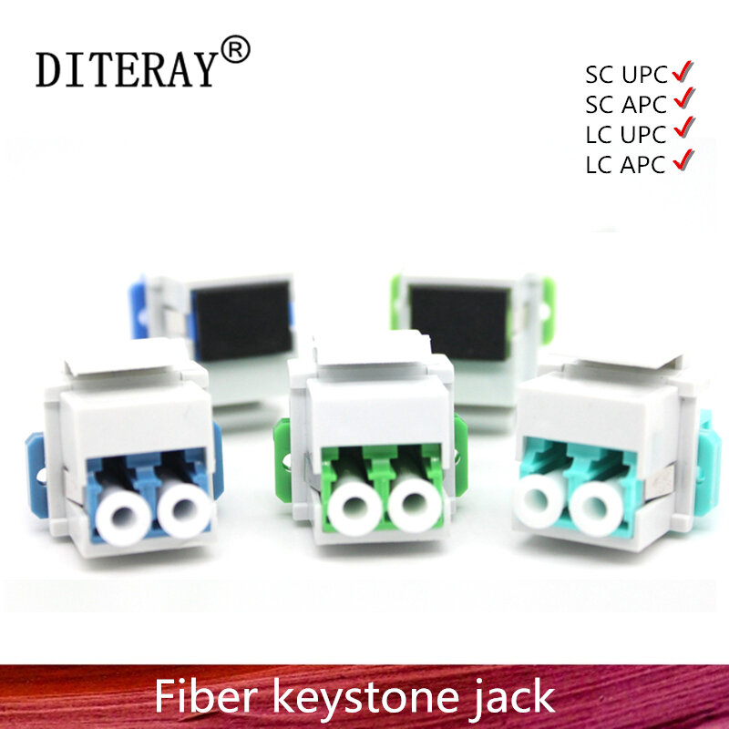 10ชิ้น/ล็อต Fiber Keystone Jack Snap Fitting Duplex LC SC UPC APC ตัวเชื่อมต่อไฟเบอร์ออปติก Keystone Jack Adapter