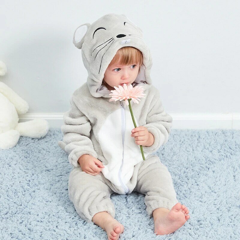Ubranka dla dzieci pajacyki Roupa De Bebe Animal Baby Boy menina kombinezon miękka flanelowa kreskówka invier zimowe pajacyki dziecięce piżamy