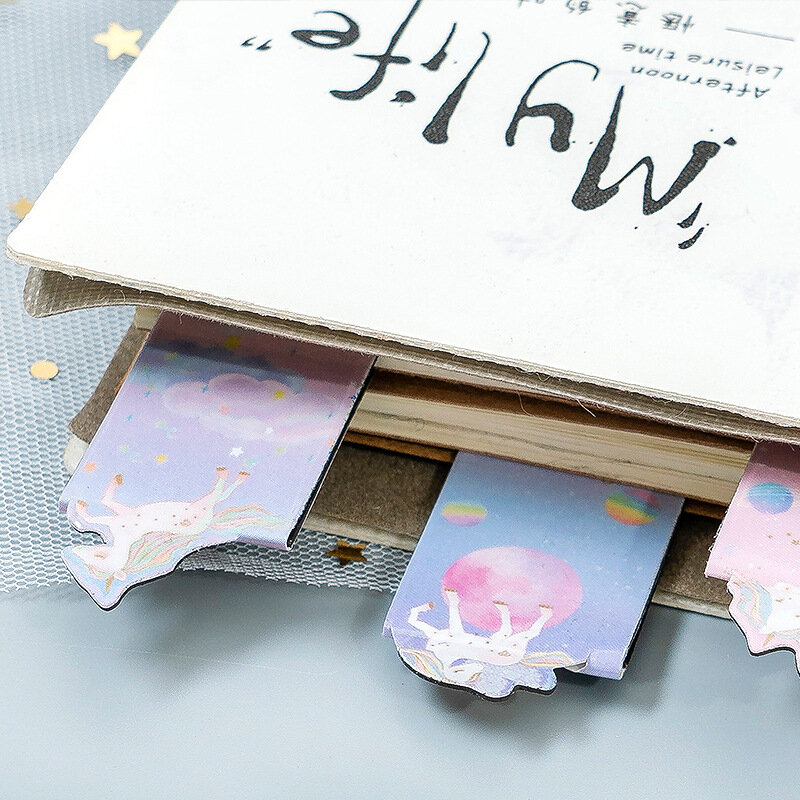 Marcapáginas de unicornio de 3 piezas, combinación de imán, Mini libro creativo, soporte para libros, papelería de oficina