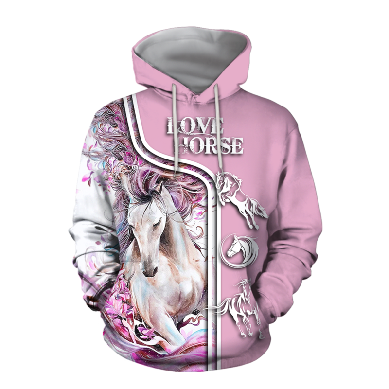 Piękna miłość koń 22 style 3D drukowane męskie bluzy z kapturem Streetwear jesienna bluza z kapturem Unisex casualowa kurtka dres DW0178
