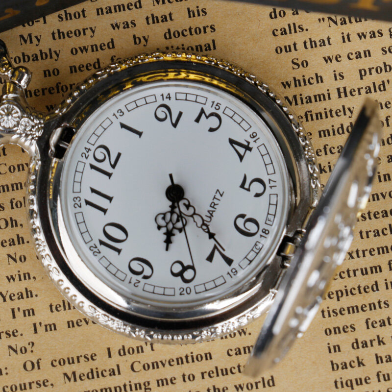 Steampunk argento Hollow papà orologi da tasca al quarzo catena Fob collana con ciondolo uomo padre migliori regali