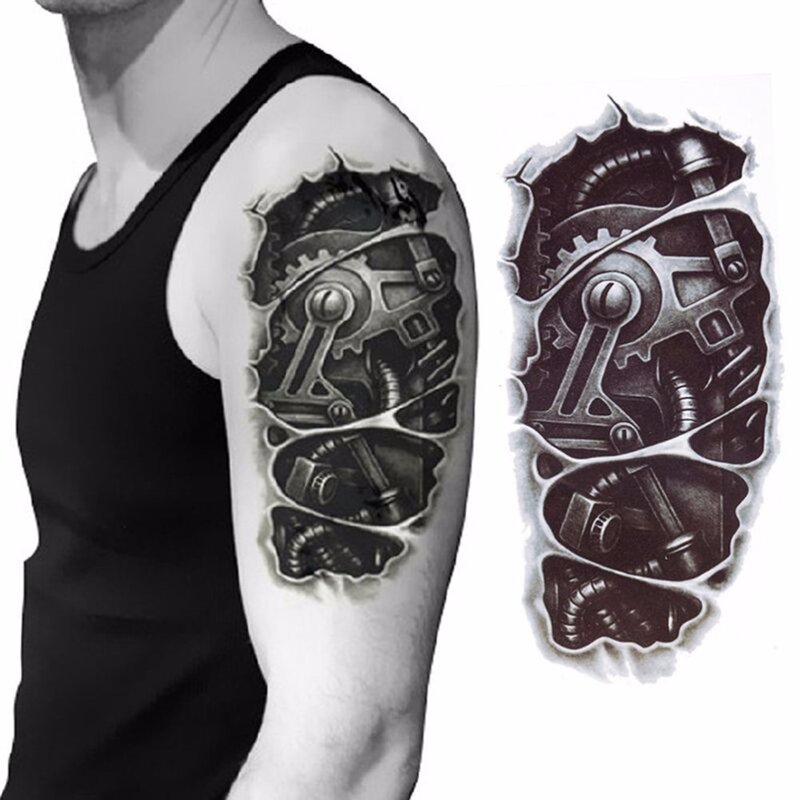 2019 seksowna czarna tymczasowa tatuaż tatuaże do ciała tatuaże 3D wodoodporne naklejki tymczasowe tatuaże Art mężczyźni ramię noga sztuczny tatuaż papier