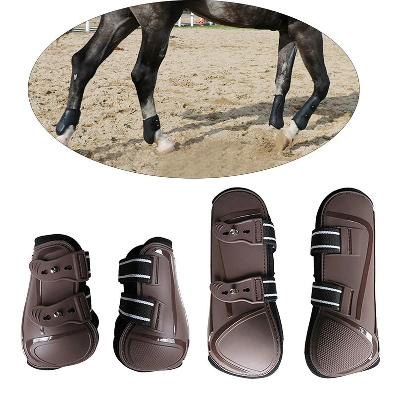 4PCS Horse Tendon Boots Front Hind Legs Set Training Jumping Dressage Equestrian PU Shell Guards Wraps Fetlock Protector