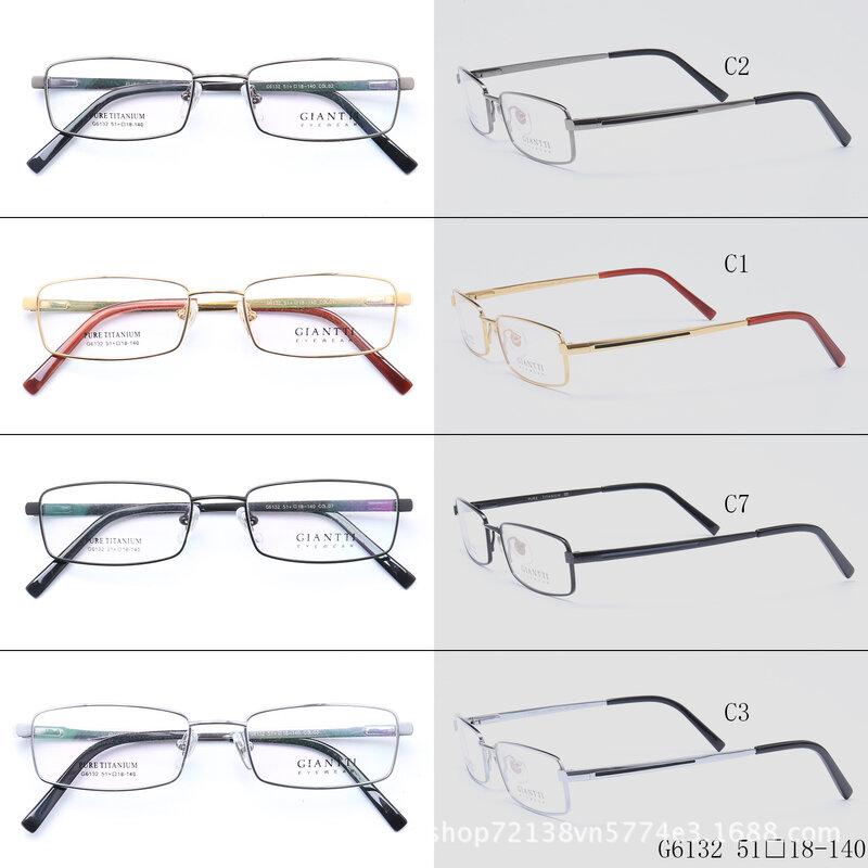 Montura de gafas con números de altura para hombre, anteojos para miopía de titanio puro, con borde completo, negocios simples