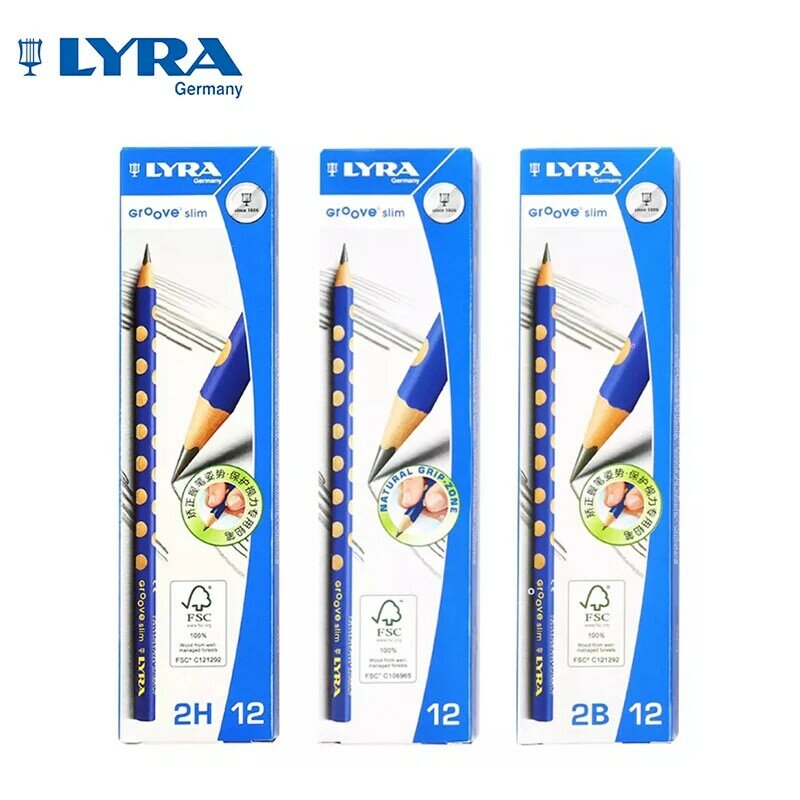 LYRA Groove Slim Graphite Triangle Pencil with Holes 12pcs Correction Writing Posture Grip Position for School Beginner Supplies
