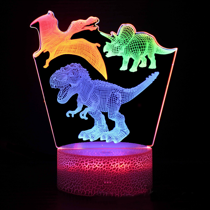 Игрушки-Динозавры, 3D светодиодный ночсветильник, лампа динозавра, игрушка с 3 изменениями цвета, динозавр, подарок на день рождения для мальчиков, декор для детской спальни