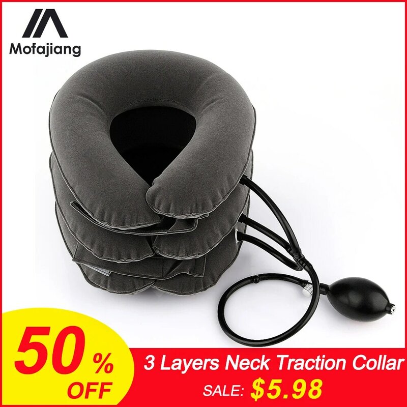 Neck Support Brace Neck Traction Collar 3 Layers Relax Soft Cervical Relief Traction Device Back Shoulder Pain Massager