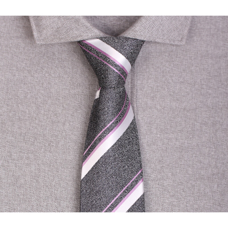 สินค้าใหม่ผู้ชาย Tie Classic สีเทา Stripe 7Cm ผูกสำหรับผู้ชายคุณภาพสูงธุรกิจชุดทำงานเนคไท Cravat ของขวัญงานแต่งงาน