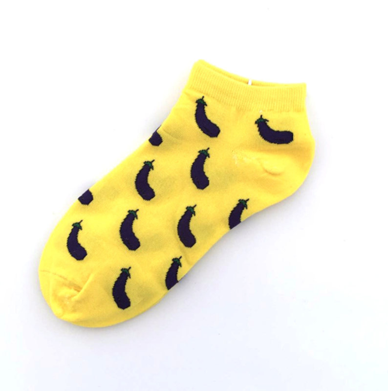Calcetines cortos bonitos con dibujos de frutas, calcetines de verano finos de algodón con estampado artístico para mujer, divertidos calcetines de tobillo de verano Kawaii, medias bajas