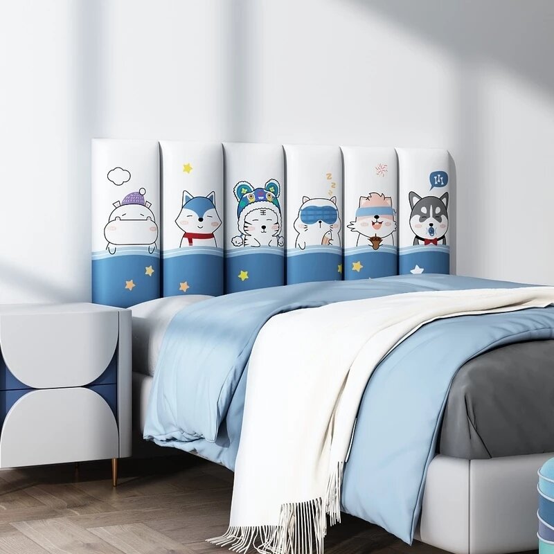 Animais dos desenhos animados cabeceiras macios pacote crianças anti colisão 3d wallsticker tatami auto adesivo cabecero adolescente decoração do quarto