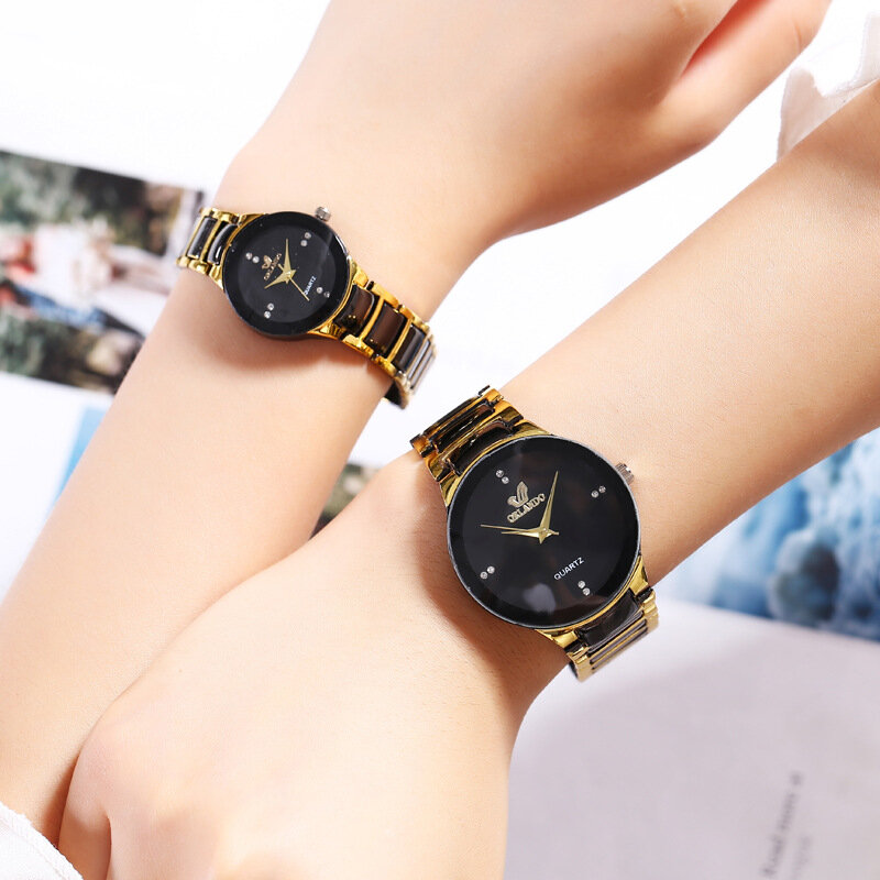 Relógios de aço inoxidável de luxo para homens e mulheres, Lover's Watch para casais, relógios casuais, marcas famosas, presentes