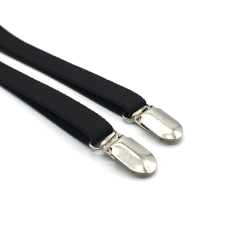 New X Back Metal Cross Black Plating Buckle Solid Fashioin British Style 4 Clips Strap Leather Men's Suspender Elastic