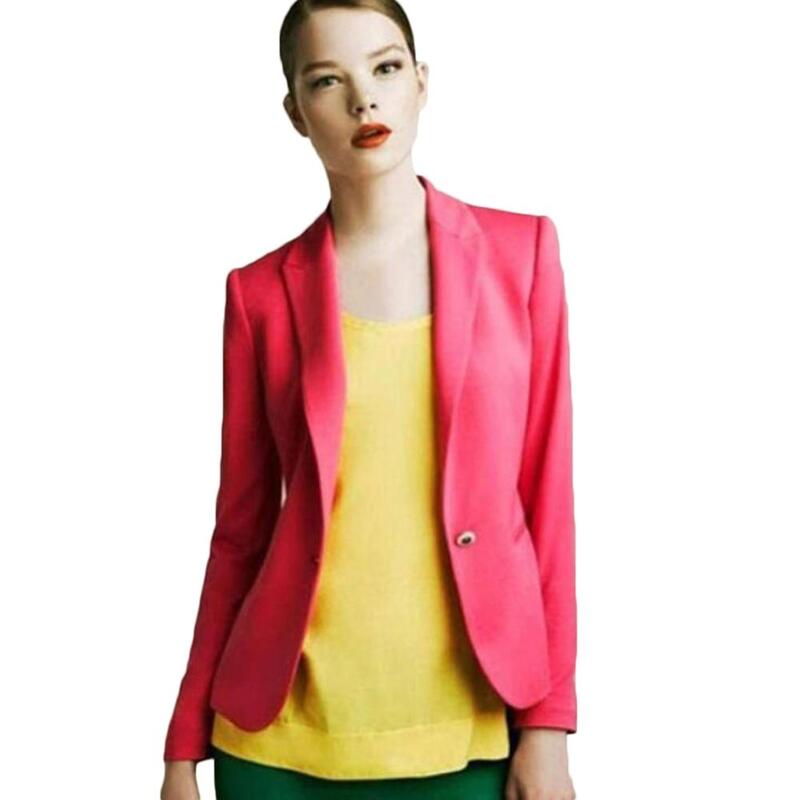 Damas Blazer chaqueta manga larga Blazer de las mujeres traje chaqueta femenina femenino chaqueta mujer rosa azul amarillo negro Blazer otoño gran oferta