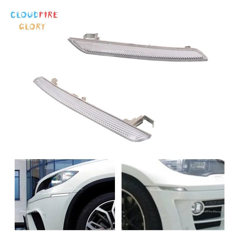 CloudFireGlory-Reflector de marcador lateral para BMW, marcador lateral blanco claro para BMW X6 E71 E72 63147187087-63147187088, 2007, 2014