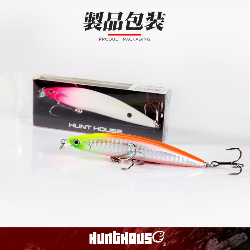 Hunthouse IBORN Minnow Fishing Lure, Shallow Saltwater Minnow Bait, Long Casting Wobbling, Rolling Seabass, 78mm, 98mm, 118mm