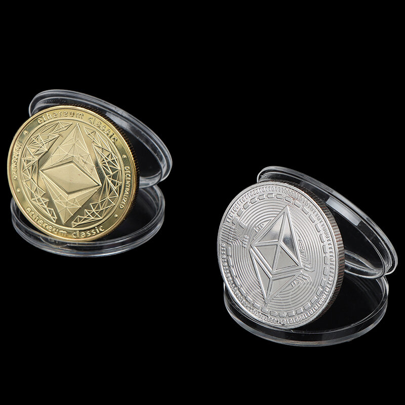 1ชิ้นสีทอง/เงิน Ethereum เหรียญเหรียญเสมือนจริงเหรียญที่ระลึกเหรียญ Art คอลเลกชันของขวัญ