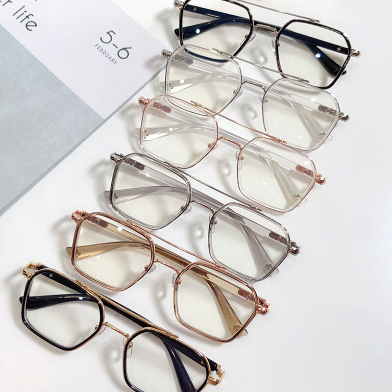 SHAUNA Retro montatura per occhiali quadrata anti-blu chiaro Designer di marca Ins montature per occhiali da vista popolari