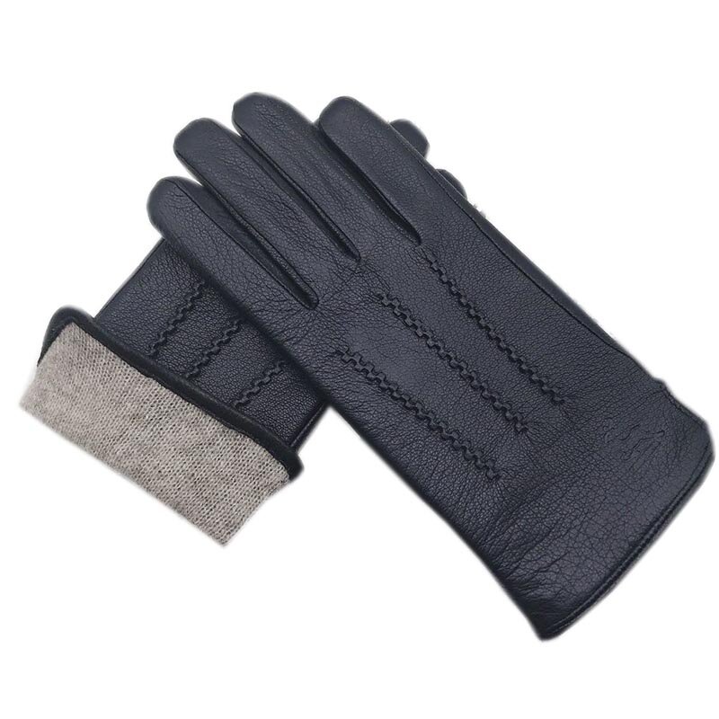 Zimowe męskie rękawiczki z Deerskin nadgarstek moda nowe oryginalne rękawiczki z Deerskin wełniana podszewka maszyna do szycia ciepłe do jazdy, jeździeckie Col