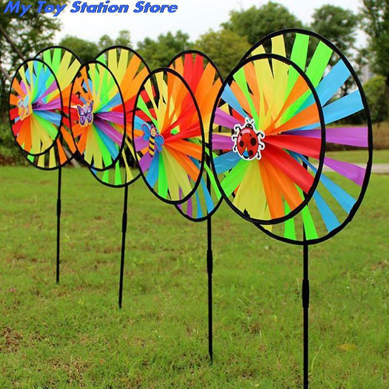 Bunte Polyester Rad Windmühle für Kinder Outdoor Aktivitäten und Garten Dekoration Kinder Windmühle Spielzeug