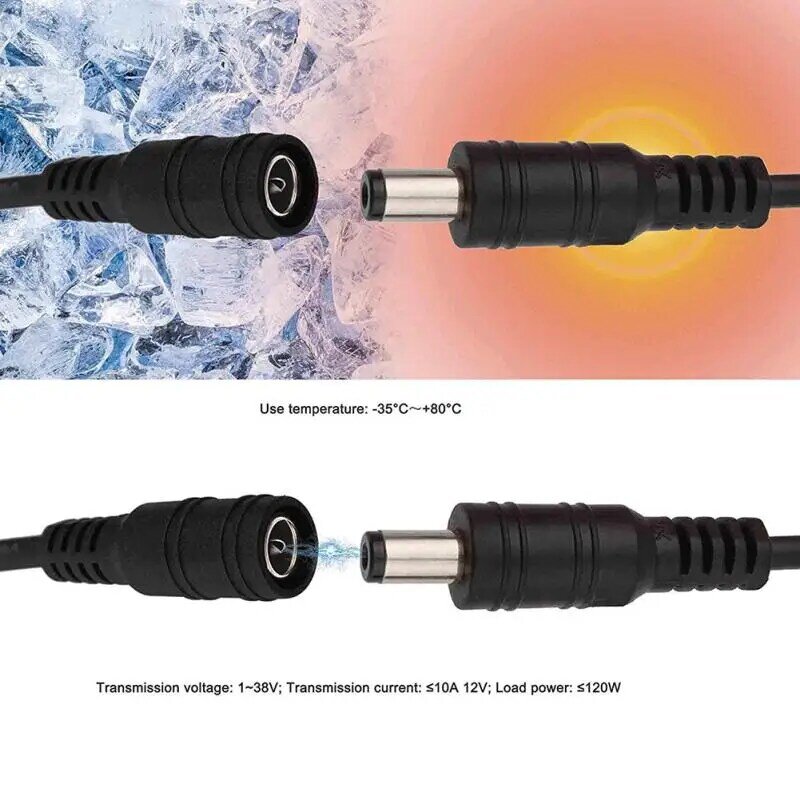Cable de alimentación de 12 V CC, adaptador de corriente macho y hembra de 5,5x2,1mm, Cable de extensión para cámara de vigilancia de 12 voltios
