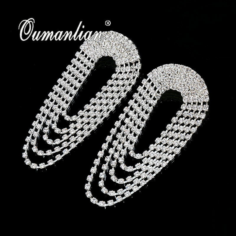 2021 Trend Luxus Funkelnden Kristall Silber-Überzogene Baumeln Ohrringe für Frauen Strass Einfache Braut Hochzeit Party E144