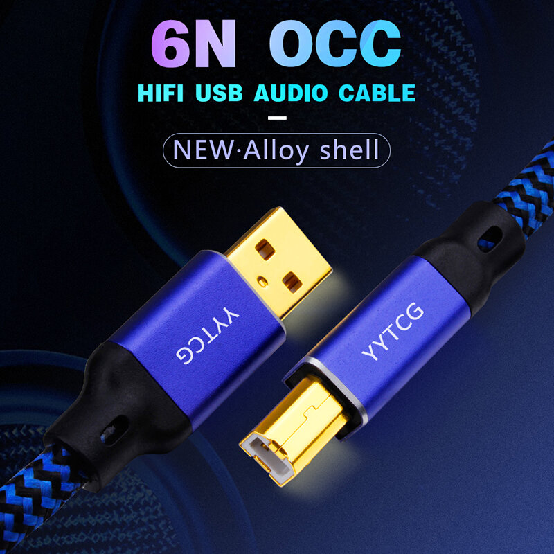 YYTCG Hifi USB Câble Radiateur A-B A-C A-A C-B C-C Alpha 6N OCC Numérique AB Audio A à B haut de gamme Type A à Type B Câble de données Hifi