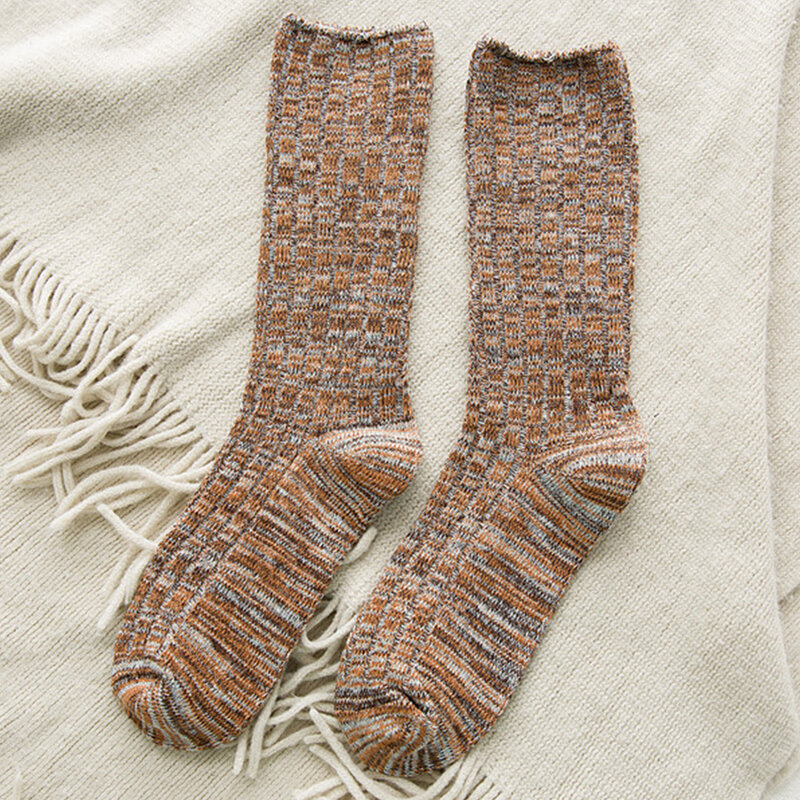 Calcetines cálidos largos de gran suavidad para estudiantes otoño Casual de tejido de invierno montón diario mujeres calcetines mezcla de algodón elástico