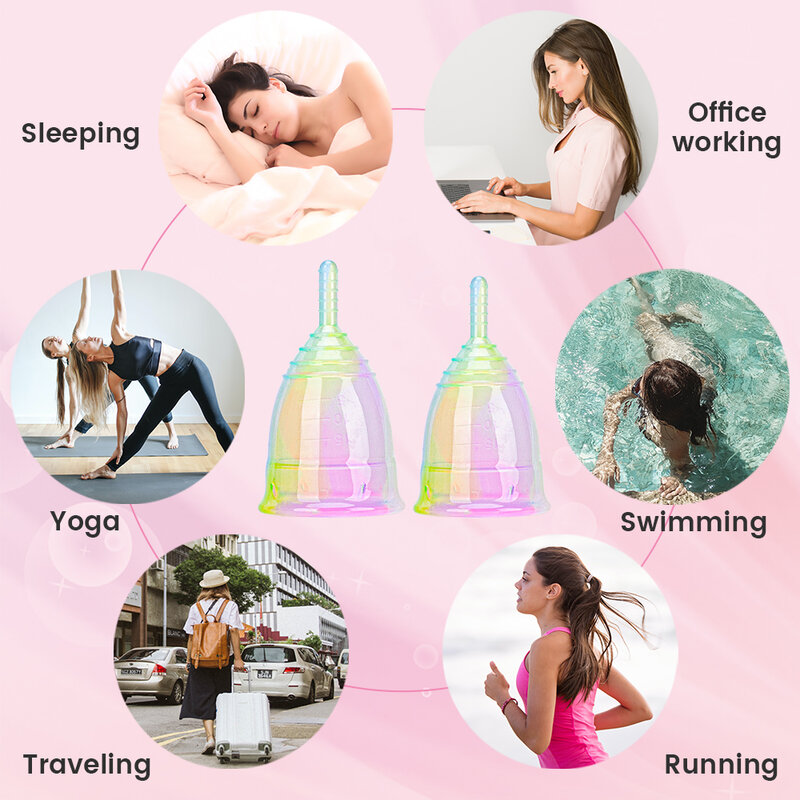 7pcs Feminine Hygiene Copa Menstrual Cup Colorful Menstrual Medical Grade Silicone Menstrual Cup Lady Cup Period Cup For Women