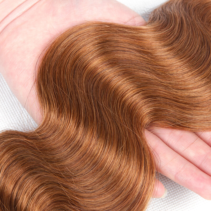 Fasci di tessuto per capelli castani HairUGo 30 # Remy Body Wave Hair Weaving 100% fasci di capelli umani 10-26 "Brown #33 estensioni dei capelli umani