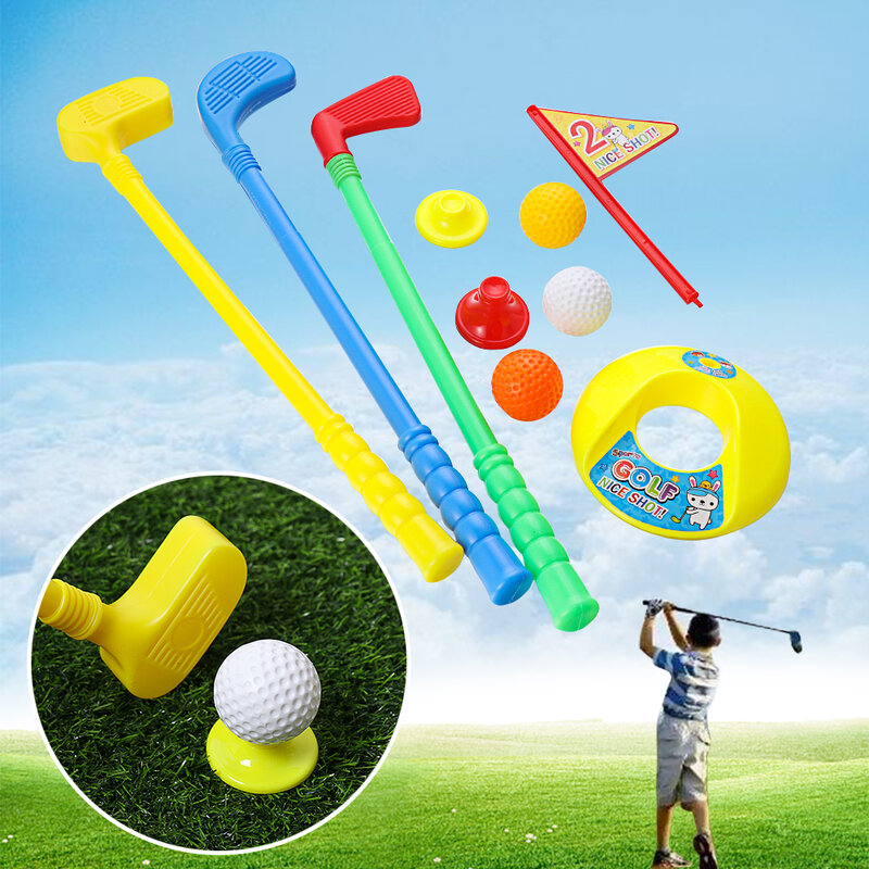 9 pz/set Golf Set bambini bambini Indoor Outdoor Multicolor Ball Golf Ball Bar Hole Game Kit pratica giocattolo forniture attrezzature sportive