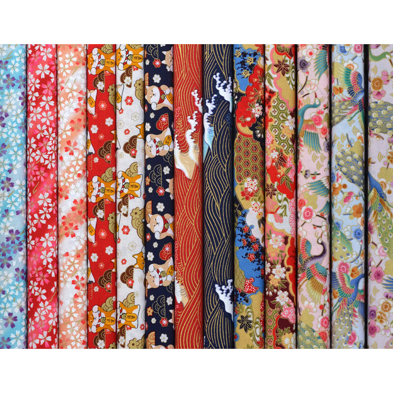 DIY 여러 가지 빛깔의 일본 제퍼 패턴 50x145cm 코튼 Pur-컷 패치 워크 패브릭 번들 수제 퀼트 공예품