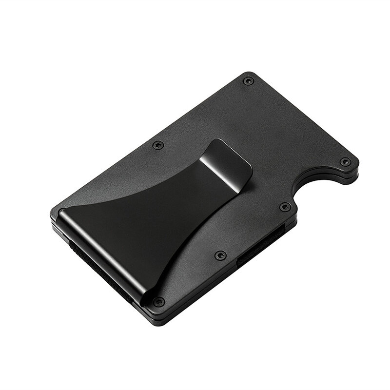 Anit Rfid-tarjetero personalizado para hombre y mujer, billetera pequeña de Metal y aluminio con cierre magnético