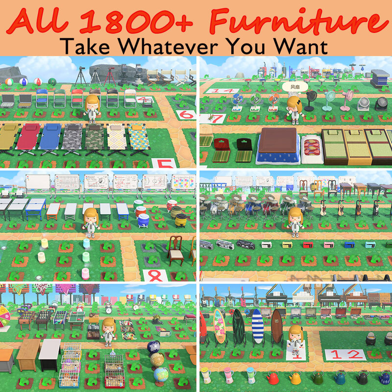Isla de muebles mejorados, más de 1800 muebles, toma lo que quieras, Animal Crossing, muebles Island ACNH, todos los muebles de catálogo