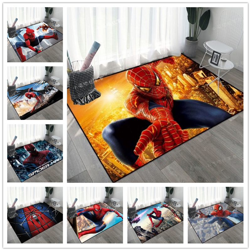 Tapis de jeu Spiderman pour bébé, 80x160cm, bande dessinée, de sol, pour chambre à coucher, paillasson antidérapant pour salon