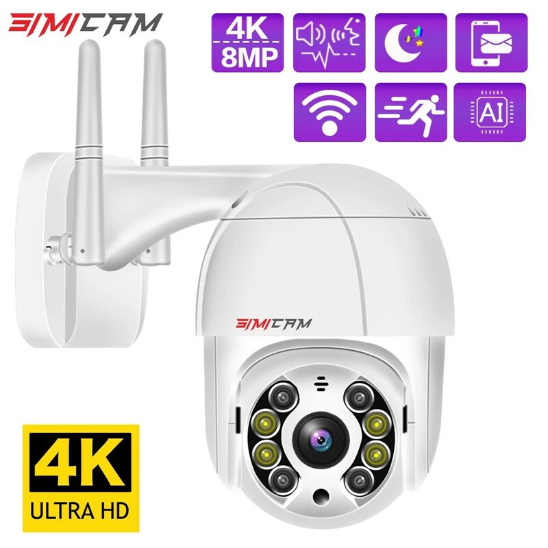 4K PTZ IP kamera WIFI kolor noktowizor z dwukierunkowym dźwiękiem Smart 2MP 5MP 8MP bezprzewodowy zewnętrzny wodoodporny bezpieczeństwo w domu obróć