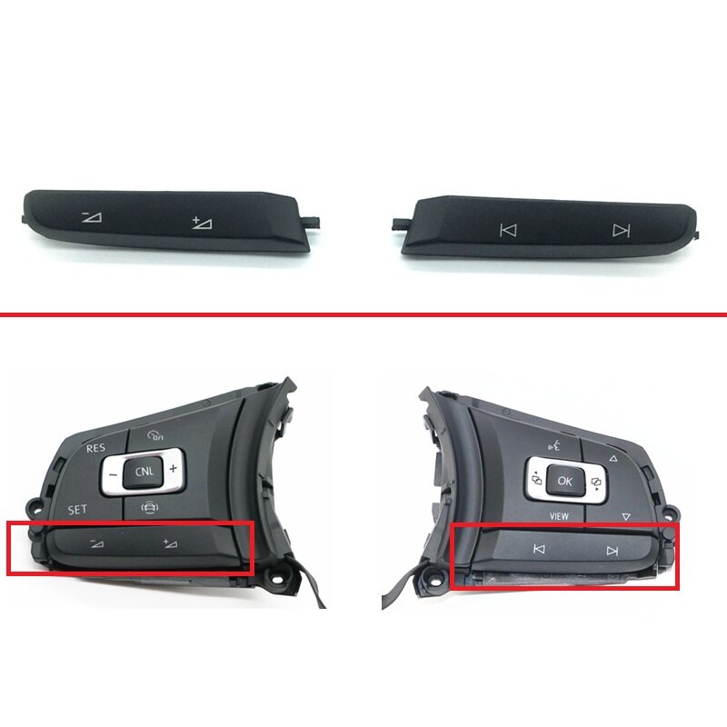 Sarung Kunci Sakelar Tombol Atas & Bawah Opsi Volume Kontrol Multifungsi Roda Kemudi Interior Mobil untuk VW Golf 7 MK7 VII GTI GTS