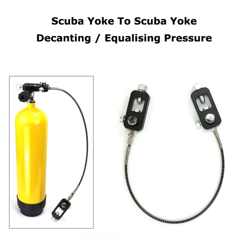 Baru Diving Scuba Yoke Stasiun Pengisian Silinder Scuba Yoke Decanting/Tekanan Equalising dengan Selang Ukur Cepat Putus