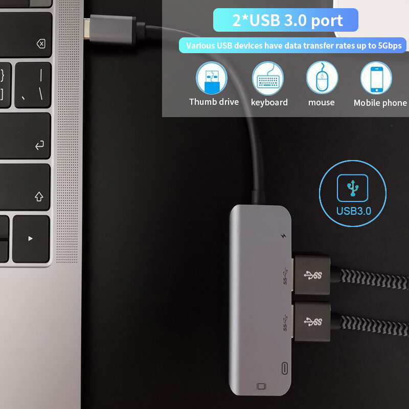 USB C HUB Typ C zu USB 3,0 HUB HDMI Adapter Dock für TF SD Reader Slot PD MacBook Smartphone USB 3,1 Splitter Port Typ C HUB