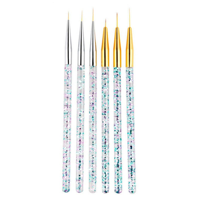 Acrílico Francês Stripe Nail Art Liner Brush Set, Caneta de Desenho Linha Ultra-Fina, UV Gel Manicure Pintura Escova, 3Pcs