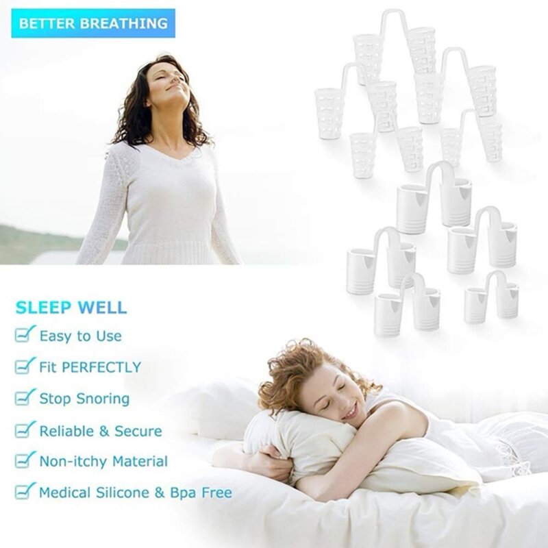 Solución de silicona para ronquidos, dispositivos antirronquidos, tapón de ronquidos profesional, respiraderos nasales, dilatadores nasales para un mejor sueño