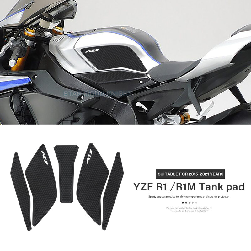 Almohadilla lateral para tanque de combustible, pegatinas protectoras para Yamaha YZF, R1, R1M, YZFR1, YZF-R1, 2015 - 2021