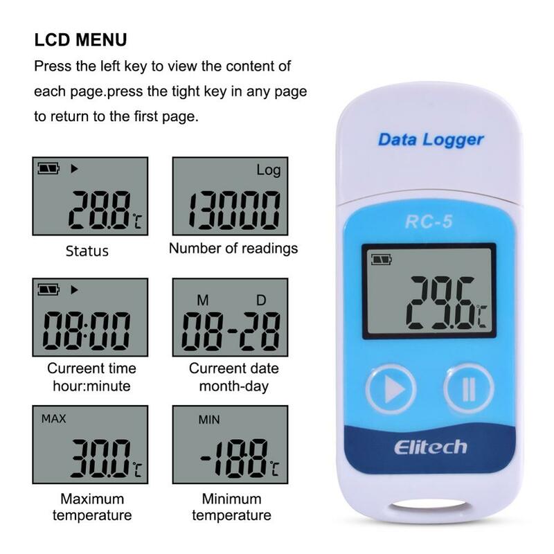 RC-5 registratore di dati di temperatura USB digitale ad alta precisione per il laboratorio di trasporto refrigerato di stoccaggio del magazzino ecc