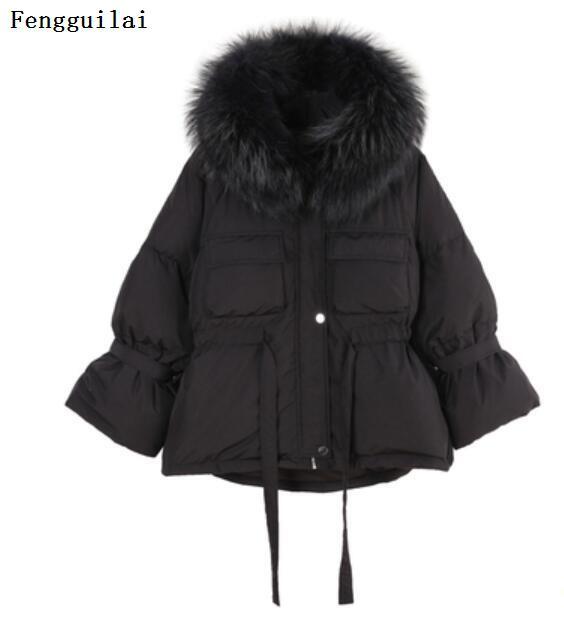 Inverno delle donne Giacca Corta Mujer Parka Con Cappuccio del Cappotto di Inverno Delle Donne Allentato Parka Collo di Pelliccia di Cotone Imbottito Giubbotti