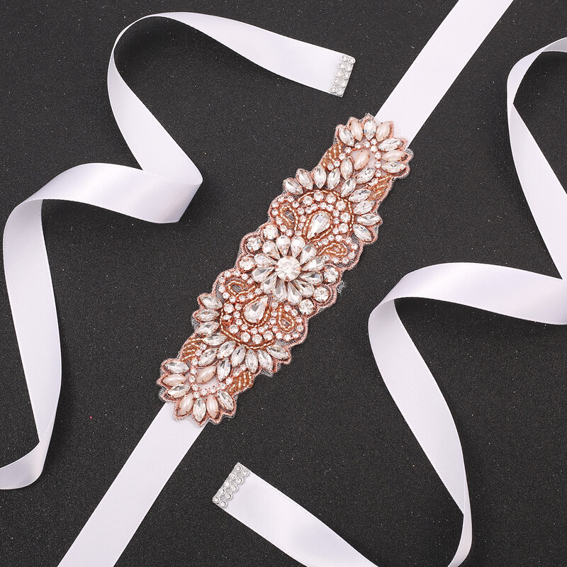 SESTHFAR Sabuk Pengantin Berlian Imitasi dengan Kristal Berlian Gaun Pengantin Sabuk Mutiara Selempang untuk Aksesori Gaun Pernikahan