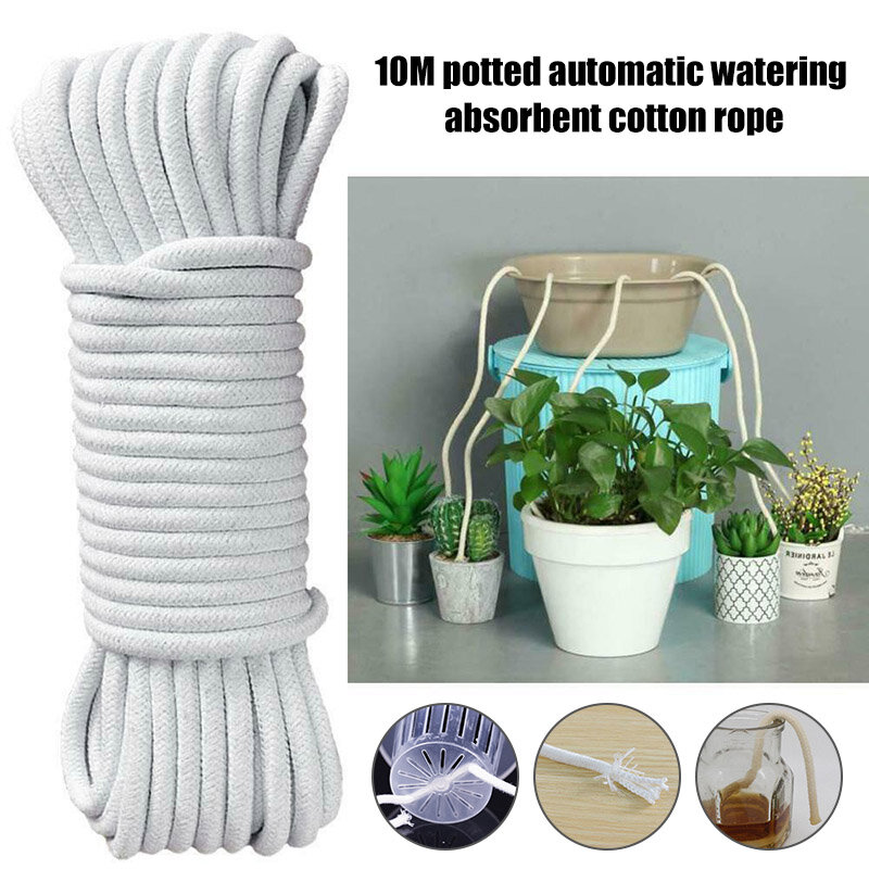 10m Self Watering Wick Cord Cotton Rope For Indoor Potted Plant Self-watering Diy for House Plants Herbs Succulents Flowers